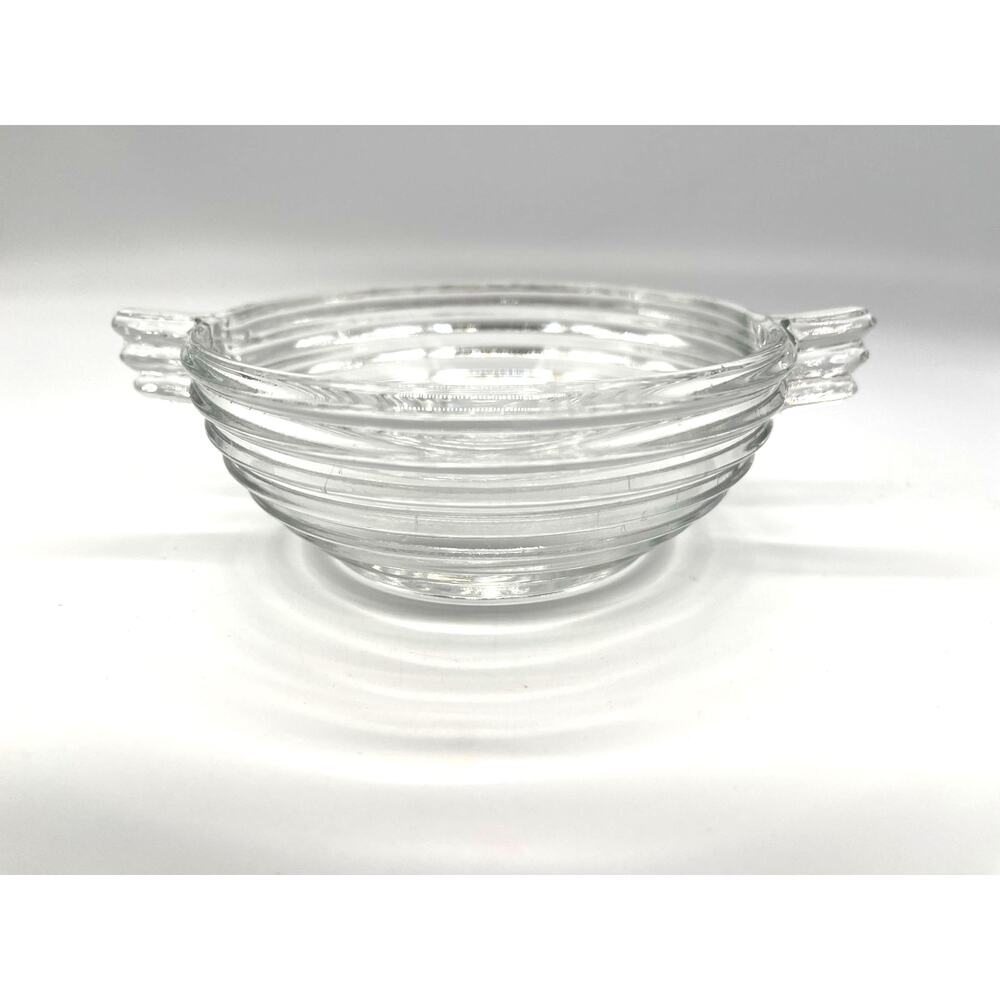 Vintage Art Deco Anchor Hocking Ribbed Glass Bowl Manhattan Pattern 4.5" Wide
